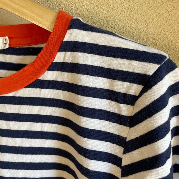 Mod Ref Navy Blue & White Striped Teagan Cotton Blend Crewneck Tee Shirt S - Picture 6 of 11